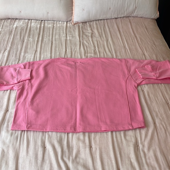 NWT J. Crew University Terry Cropped Crewneck Sweatshirt - Size Small pink - Picture 5 of 12